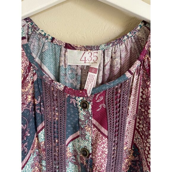 435 Matilda Jane BFFs Moments with You Size 8 Romper Crochet Lace Mixed Print Pu - Picture 5 of 6